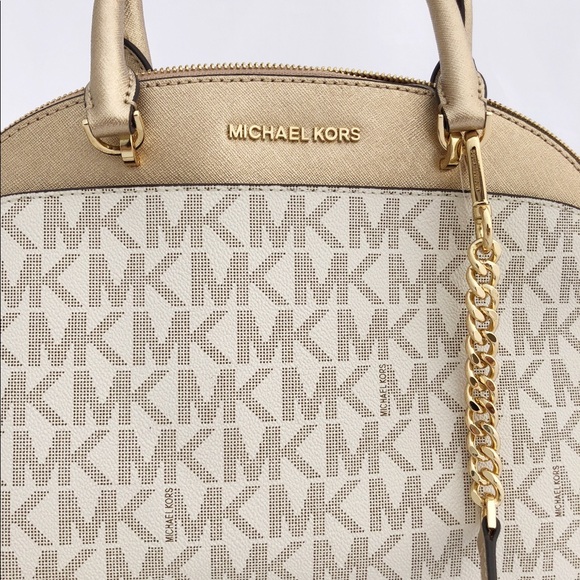 NWT Michael Kors Large Crossbody Vanilla MK Gold - Picture 7 of 8